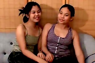 Amateur threesome 2 young asian girls fucking a lucky guy